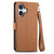 iPhone 17 Love Zipper Lanyard Leather Phone Case - Brown