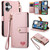 iPhone 17 Love Zipper Lanyard Leather Phone Case - Pink