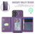 iPhone 17 MAGKING K4 Series MagSafe RFID Tri-fold Card Bag Detachable Phone Case - Purple