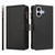 iPhone 17 Magnetic Closure 9 Card Slots Zipper Leather Case with Hand Strap - Black