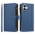 iPhone 17 Magnetic Closure 9 Card Slots Zipper Leather Case with Hand Strap - Dark Blue