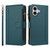 iPhone 17 Magnetic Closure 9 Card Slots Zipper Leather Case with Hand Strap - Dark Green