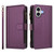 iPhone 17 Magnetic Closure 9 Card Slots Zipper Leather Case with Hand Strap - Purple
