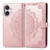 iPhone 17 Mandala Flower Embossed Leather Phone Case - Rose Gold