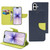 iPhone 17 Mercury Contrast Color Splicing Leather Phone Case - Dark Blue