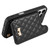 iPhone 17 Mirror Rhombic Texture Metal Bow-knot Vegan Leather Card Bag Phone Case - Black