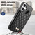 iPhone 17 Mirror Rhombic Texture Metal Bow-knot Vegan Leather Card Bag Phone Case - Black