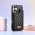 iPhone 17 Mirror Rhombic Texture Metal Bow-knot Vegan Leather Card Bag Phone Case - Black