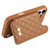 iPhone 17 Mirror Rhombic Texture Metal Bow-knot Vegan Leather Card Bag Phone Case - Brown