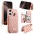 iPhone 17 Mirror Rhombic Texture Metal Bow-knot Vegan Leather Card Bag Phone Case - Pink