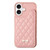 iPhone 17 Mirror Rhombic Texture Metal Bow-knot Vegan Leather Card Bag Phone Case - Pink