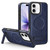 iPhone 17 Multi-function Holder MagSafe PU Phone Case - Blue