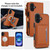 iPhone 17 Multifunctional Wallet Detachable Leather Phone Case with Lanyard - Brown