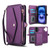 iPhone 17 Multifunctional Wallet Detachable Leather Phone Case with Lanyard - Dark Purple
