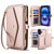 iPhone 17 Multifunctional Wallet Detachable Leather Phone Case with Lanyard - Rose Gold