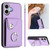 iPhone 17 Organ Card Bag Ring Holder PU Phone Case with Lanyard - Purple
