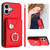 iPhone 17 Organ Card Bag Ring Holder PU Phone Case with Lanyard - Red