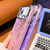iPhone 17 Plating Feather-Gauze Texture Wristband Holder TPU Phone Case with Lens Film - Purple