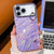 iPhone 17 Plating Ripples Texture Wristband Holder TPU Phone Case with Lens Film - Purple