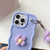 iPhone 17 Plush Flower Wavy TPU Phone Case with Lanyard - Black