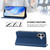 iPhone 17 RC01 Dual-Folded Magnetic Suction RFID Leather Phone Case - Dark Blue