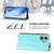 iPhone 17 RC01 Dual-Folded Magnetic Suction RFID Leather Phone Case - Mint Green