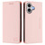 iPhone 17 RC01 Dual-Folded Magnetic Suction RFID Leather Phone Case - Pink