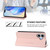 iPhone 17 RC01 Dual-Folded Magnetic Suction RFID Leather Phone Case - Pink