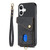 iPhone 17 Retro Card Wallet Fold Leather Phone Case with Strap - Black