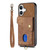 iPhone 17 Retro Card Wallet Fold Leather Phone Case with Strap - Brown