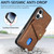 iPhone 17 Retro Card Wallet Fold Leather Phone Case with Strap - Brown