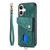 iPhone 17 Retro Card Wallet Fold Leather Phone Case with Strap - Green