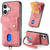 iPhone 17 Retro Card Wallet Fold Leather Phone Case with Strap - Pink