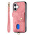 iPhone 17 Retro Card Wallet Fold Leather Phone Case with Strap - Pink