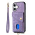 iPhone 17 Retro Card Wallet Fold Leather Phone Case with Strap - Purple