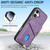 iPhone 17 Retro Card Wallet Fold Leather Phone Case with Strap - Purple