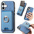 iPhone 17 Retro Cross Leather Card Bag MagSafe Phone Case - Blue