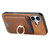 iPhone 17 Retro Cross Leather Card Bag MagSafe Phone Case - Brown
