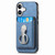 iPhone 17 Retro Folding Ring Holder Card Bag MagSafe Phone Case - Blue
