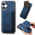 iPhone 17 Retro Leather Card Bag Magnetic Phone Case - Blue