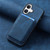 iPhone 17 Retro Leather Card Bag Magnetic Phone Case - Blue
