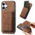 iPhone 17 Retro Leather Card Bag Magnetic Phone Case - Brown