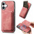 iPhone 17 Retro Leather Card Bag Magnetic Phone Case - Pink