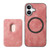 iPhone 17 Retro Leather Card Bag Magnetic Phone Case - Pink