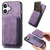 iPhone 17 Retro Leather Card Bag Magnetic Phone Case - Purple