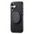 iPhone 17 Retro Leather Rotation Round Holder Phone Case - Black
