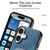 iPhone 17 Retro Leather Rotation Round Holder Phone Case - Blue