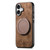 iPhone 17 Retro Leather Rotation Round Holder Phone Case - Brown