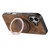 iPhone 17 Retro Leather Rotation Round Holder Phone Case - Brown