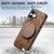 iPhone 17 Retro Leather Rotation Round Holder Phone Case - Brown